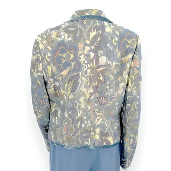 NWT Talbots Blue Purple Khaki Floral Tapestry Floral Jacket Blazer 14 Dress Suit - Picture 3 of 6